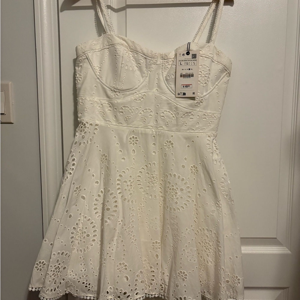 Elegant White Eyelet Dress